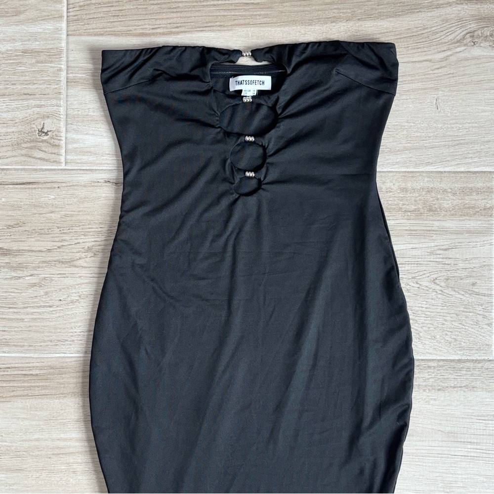 Thatssofetch Miami Maxi Mermaid Fitted Black Dress - image 3